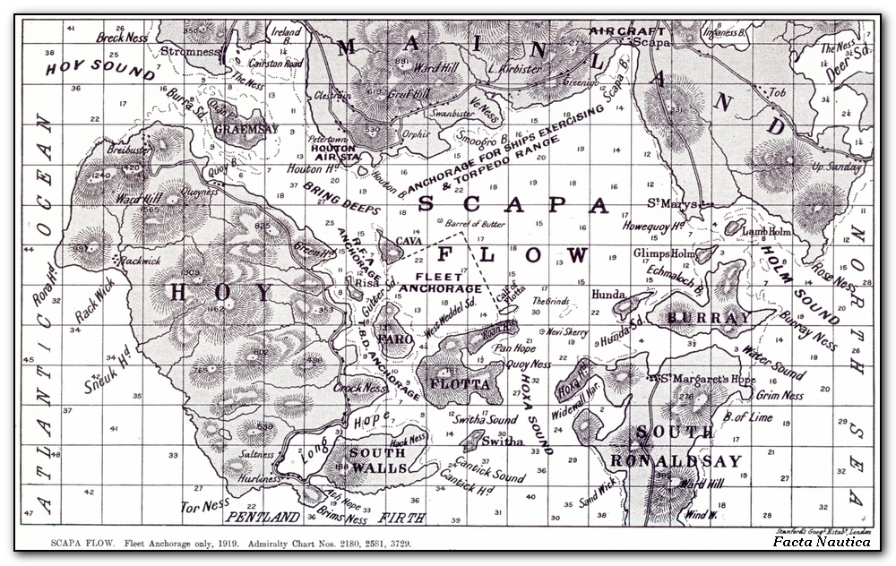 Mapa kotwicowiska Scapa Flow.