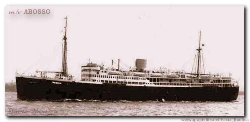 Motorowy statek pasa�erski ABOSSO. The British motor passanger ship ABOSSO. Sunk by U-boat U-575.