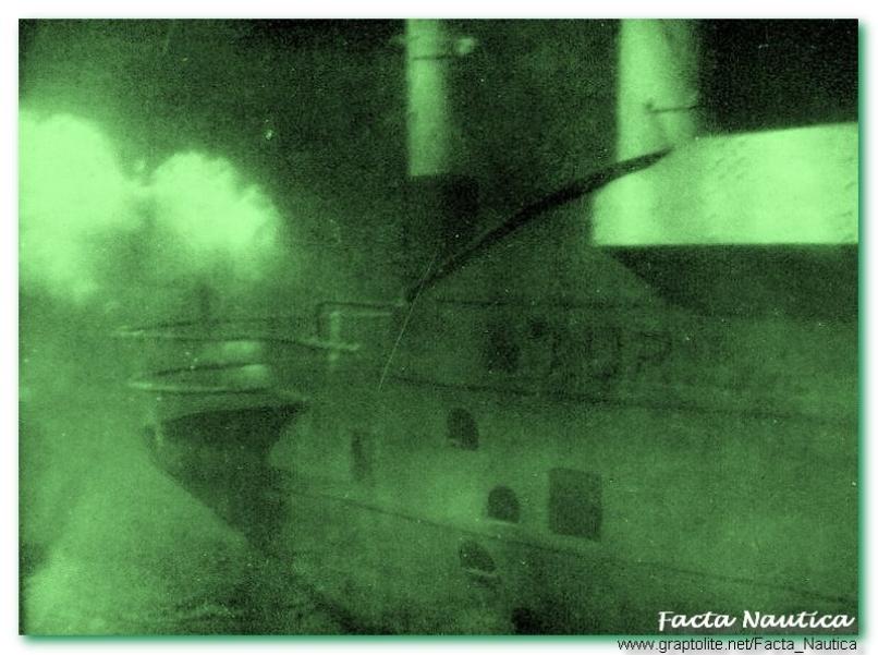 Underwater photograph of HMS AURIGA's bridge.